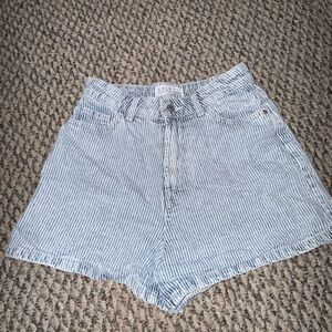 Striped Blue Denim Women's Shorts